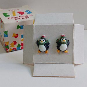 New Vintage Avon Kids Petite Penguin Earrings Cute Kawaii Christmas Animal